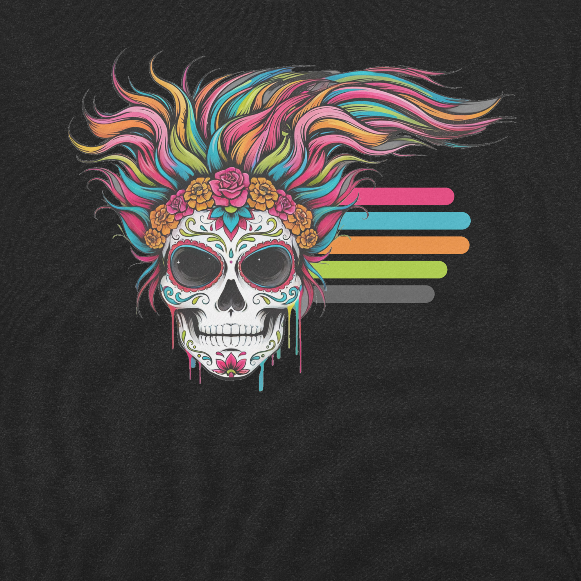Sugar High unisex T-shirt in Black Heather, front view