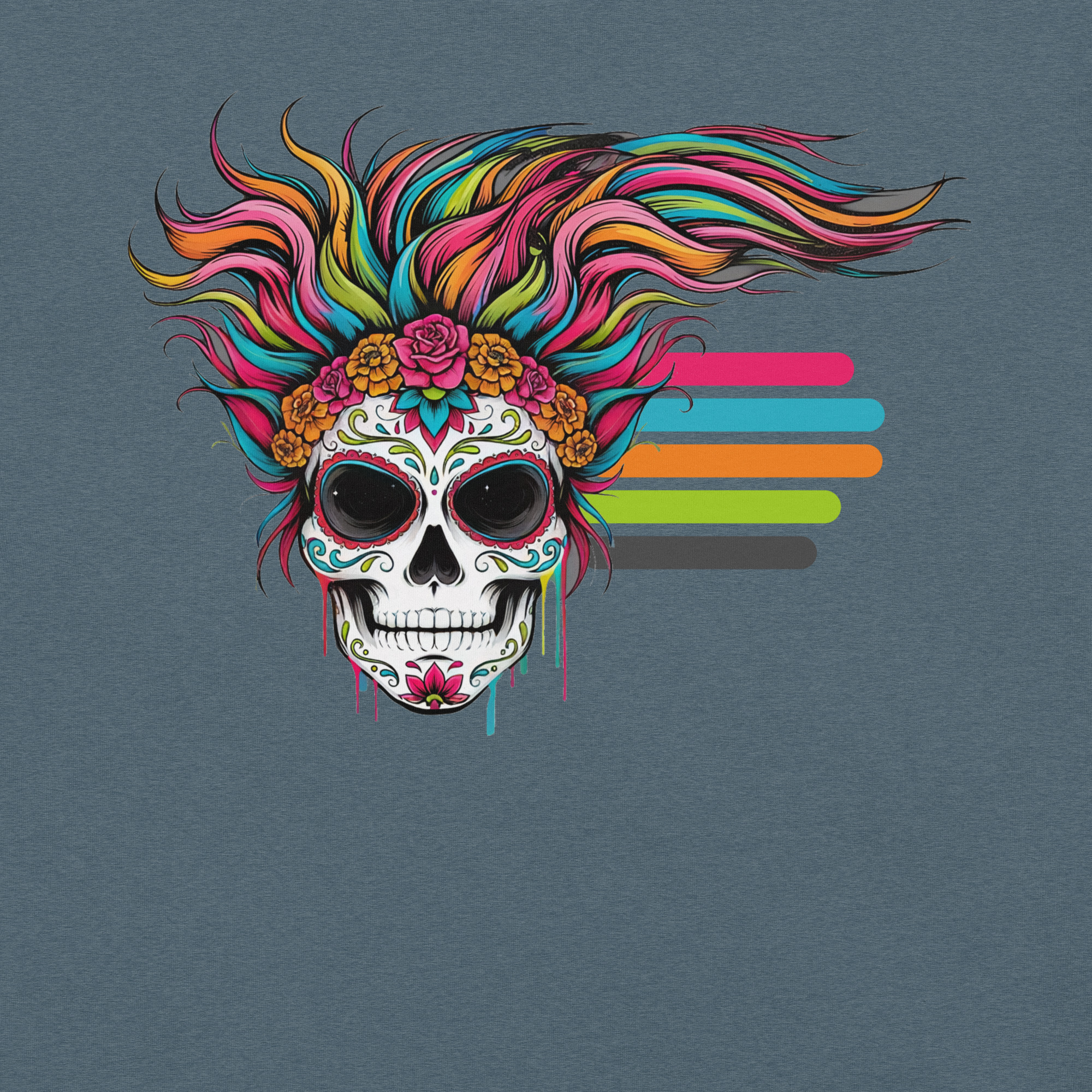 Sugar High unisex T-shirt in Heather Slate, front view